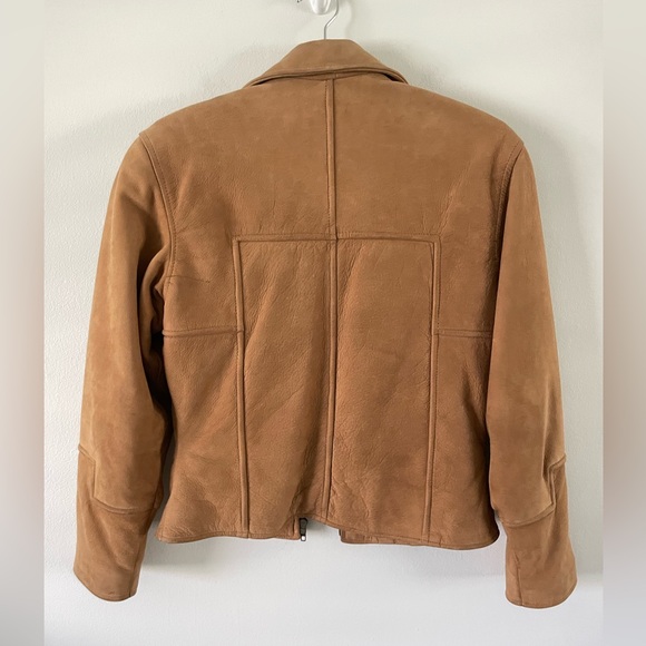 Vintage 80s/90s BEYOND Tan Leather Suede Jacket Womens USA Biker - Picture 2 of 9